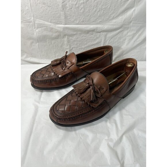 Johnston Murphy Halsey Brown Leather Mens 12 M Woven Kiltie Tassel Casual Shoes